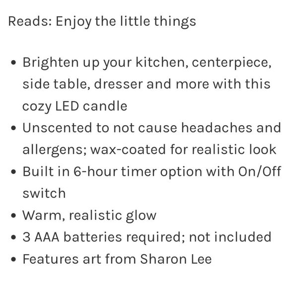 Living Grace Enjoy The Little Things LED Candle - Picture 5 of 5